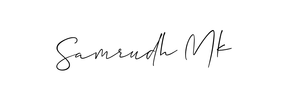 Also we have Samrudh Mk name is the best signature style. Create professional handwritten signature collection using Allison_Script autograph style. Samrudh Mk signature style 2 images and pictures png