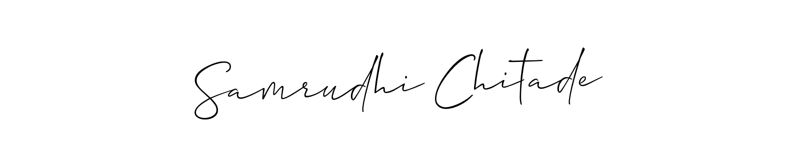 How to make Samrudhi Chitade name signature. Use Allison_Script style for creating short signs online. This is the latest handwritten sign. Samrudhi Chitade signature style 2 images and pictures png