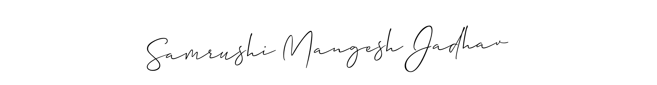 Check out images of Autograph of Samrushi Mangesh Jadhav name. Actor Samrushi Mangesh Jadhav Signature Style. Allison_Script is a professional sign style online. Samrushi Mangesh Jadhav signature style 2 images and pictures png