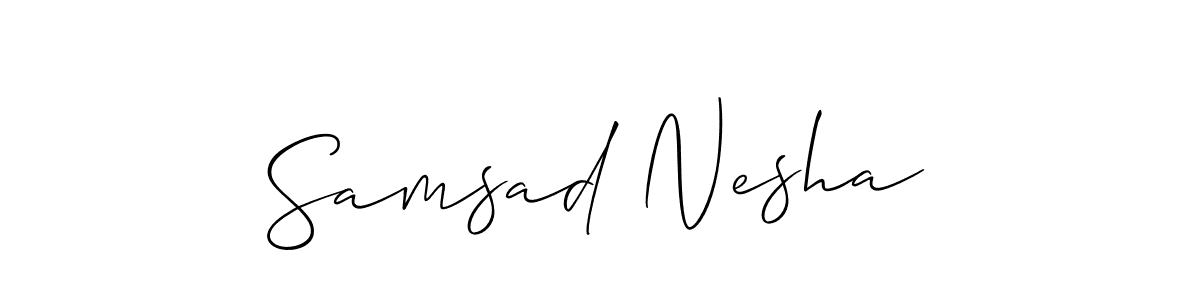 Make a beautiful signature design for name Samsad Nesha. With this signature (Allison_Script) style, you can create a handwritten signature for free. Samsad Nesha signature style 2 images and pictures png