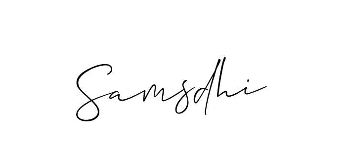 Design your own signature with our free online signature maker. With this signature software, you can create a handwritten (Allison_Script) signature for name Samsdhi. Samsdhi signature style 2 images and pictures png