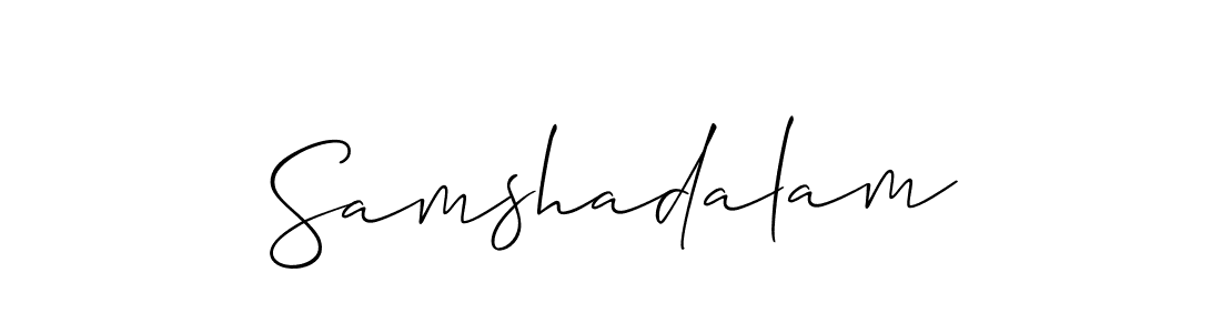 Also You can easily find your signature by using the search form. We will create Samshadalam name handwritten signature images for you free of cost using Allison_Script sign style. Samshadalam signature style 2 images and pictures png