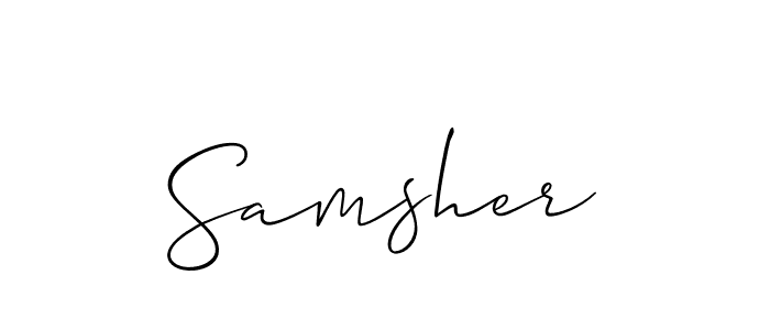 How to Draw Samsher signature style? Allison_Script is a latest design signature styles for name Samsher. Samsher signature style 2 images and pictures png