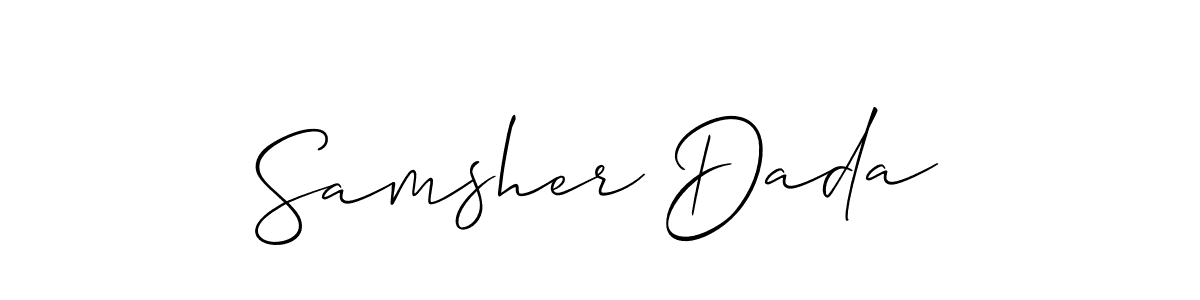 Use a signature maker to create a handwritten signature online. With this signature software, you can design (Allison_Script) your own signature for name Samsher Dada. Samsher Dada signature style 2 images and pictures png