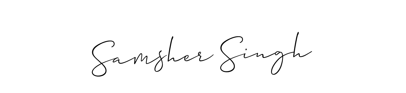 Use a signature maker to create a handwritten signature online. With this signature software, you can design (Allison_Script) your own signature for name Samsher Singh. Samsher Singh signature style 2 images and pictures png