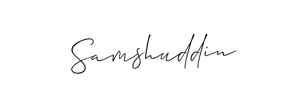 if you are searching for the best signature style for your name Samshuddin. so please give up your signature search. here we have designed multiple signature styles  using Allison_Script. Samshuddin signature style 2 images and pictures png