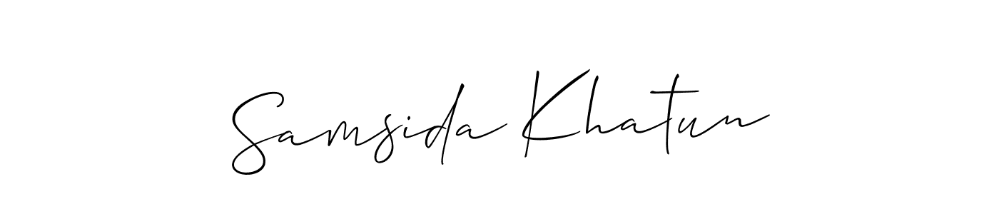 How to make Samsida Khatun name signature. Use Allison_Script style for creating short signs online. This is the latest handwritten sign. Samsida Khatun signature style 2 images and pictures png