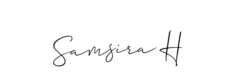 Make a short Samsira H signature style. Manage your documents anywhere anytime using Allison_Script. Create and add eSignatures, submit forms, share and send files easily. Samsira H signature style 2 images and pictures png