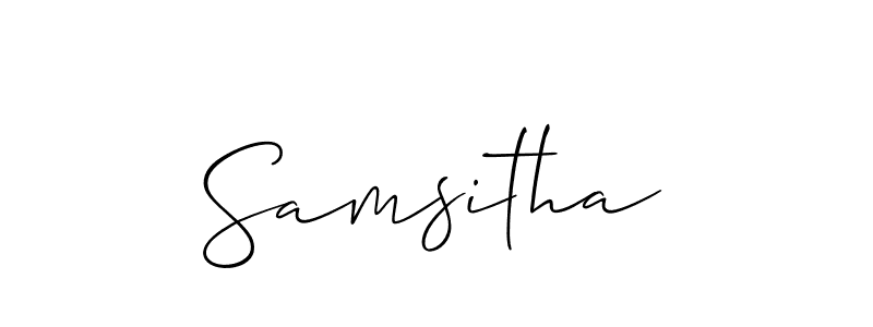 if you are searching for the best signature style for your name Samsitha. so please give up your signature search. here we have designed multiple signature styles  using Allison_Script. Samsitha signature style 2 images and pictures png