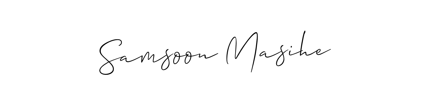 Design your own signature with our free online signature maker. With this signature software, you can create a handwritten (Allison_Script) signature for name Samsoon Masihe. Samsoon Masihe signature style 2 images and pictures png