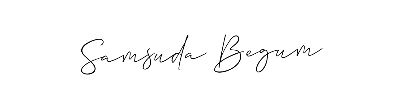 Use a signature maker to create a handwritten signature online. With this signature software, you can design (Allison_Script) your own signature for name Samsuda Begum. Samsuda Begum signature style 2 images and pictures png