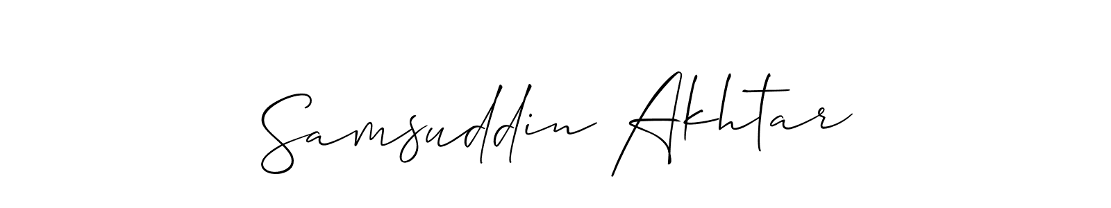 if you are searching for the best signature style for your name Samsuddin Akhtar. so please give up your signature search. here we have designed multiple signature styles  using Allison_Script. Samsuddin Akhtar signature style 2 images and pictures png
