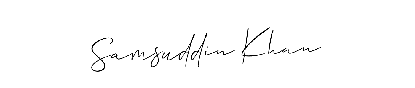 Use a signature maker to create a handwritten signature online. With this signature software, you can design (Allison_Script) your own signature for name Samsuddin Khan. Samsuddin Khan signature style 2 images and pictures png