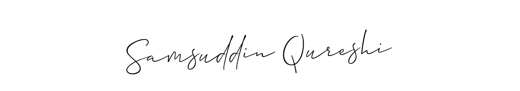 Create a beautiful signature design for name Samsuddin Qureshi. With this signature (Allison_Script) fonts, you can make a handwritten signature for free. Samsuddin Qureshi signature style 2 images and pictures png