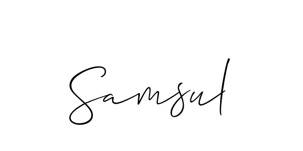 Create a beautiful signature design for name Samsul. With this signature (Allison_Script) fonts, you can make a handwritten signature for free. Samsul signature style 2 images and pictures png