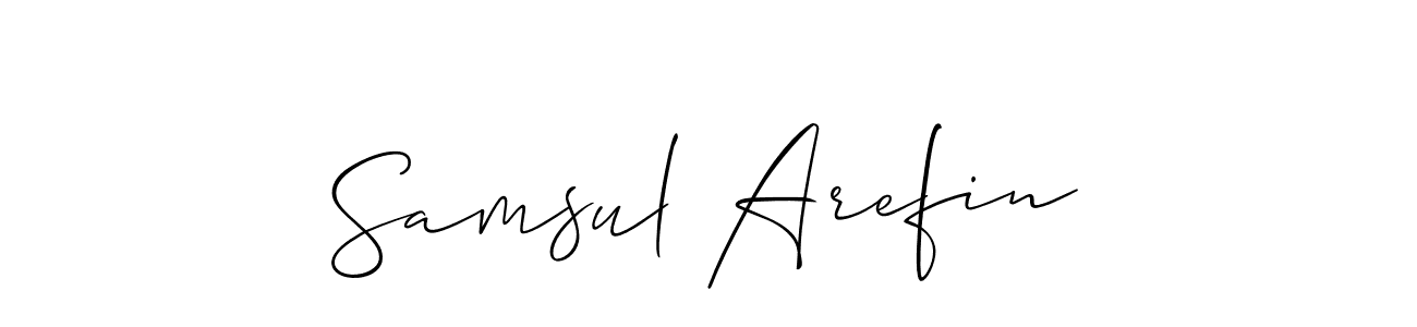 Use a signature maker to create a handwritten signature online. With this signature software, you can design (Allison_Script) your own signature for name Samsul Arefin. Samsul Arefin signature style 2 images and pictures png