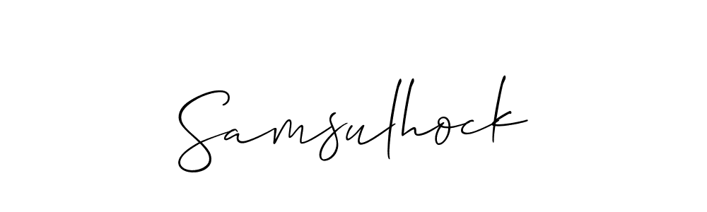 Use a signature maker to create a handwritten signature online. With this signature software, you can design (Allison_Script) your own signature for name Samsulhock. Samsulhock signature style 2 images and pictures png
