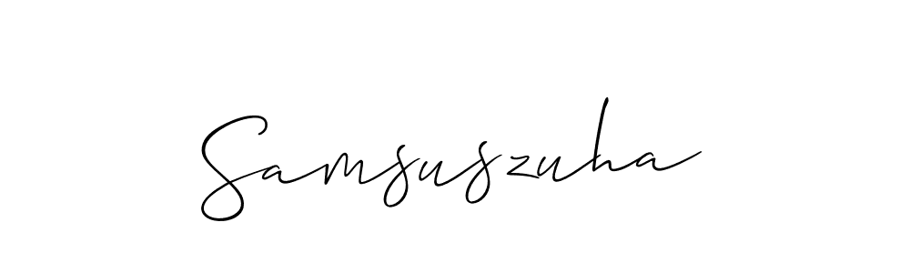 How to Draw Samsuszuha signature style? Allison_Script is a latest design signature styles for name Samsuszuha. Samsuszuha signature style 2 images and pictures png