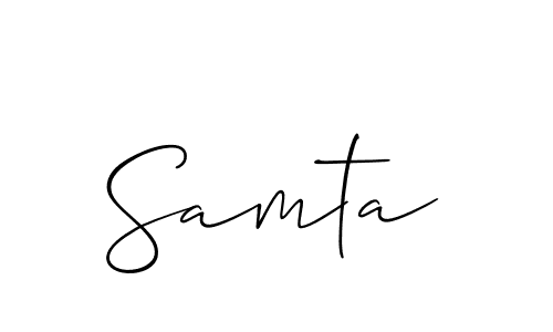 if you are searching for the best signature style for your name Samta. so please give up your signature search. here we have designed multiple signature styles  using Allison_Script. Samta signature style 2 images and pictures png