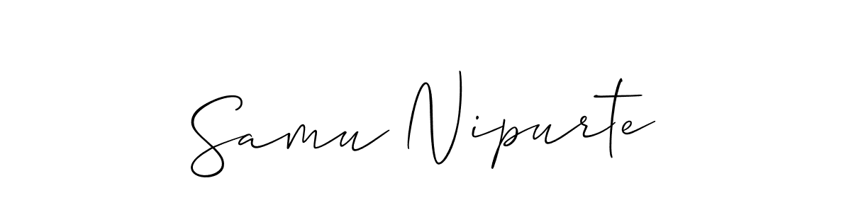 Also You can easily find your signature by using the search form. We will create Samu Nipurte name handwritten signature images for you free of cost using Allison_Script sign style. Samu Nipurte signature style 2 images and pictures png