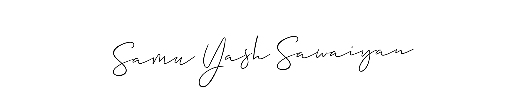 Similarly Allison_Script is the best handwritten signature design. Signature creator online .You can use it as an online autograph creator for name Samu Yash Sawaiyan. Samu Yash Sawaiyan signature style 2 images and pictures png