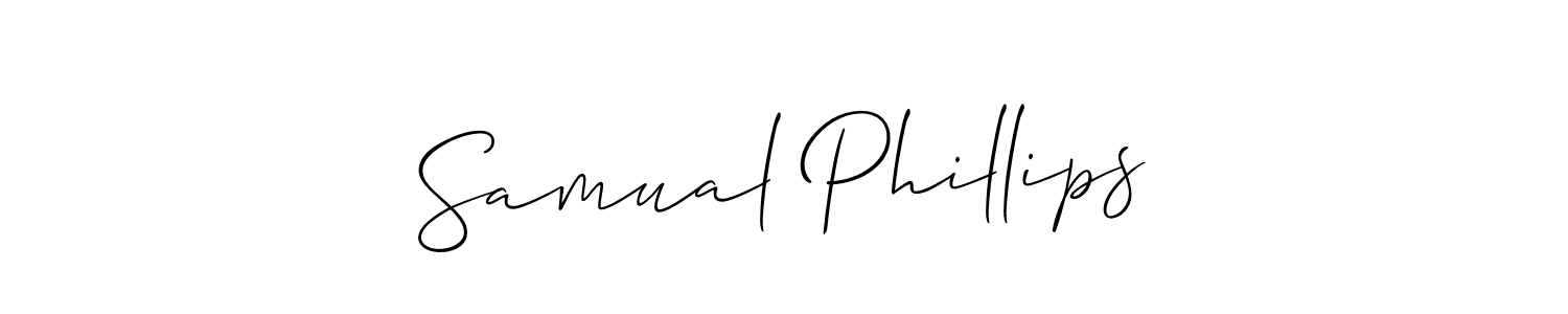 Samual Phillips stylish signature style. Best Handwritten Sign (Allison_Script) for my name. Handwritten Signature Collection Ideas for my name Samual Phillips. Samual Phillips signature style 2 images and pictures png