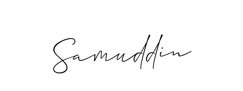 Make a beautiful signature design for name Samuddin. With this signature (Allison_Script) style, you can create a handwritten signature for free. Samuddin signature style 2 images and pictures png