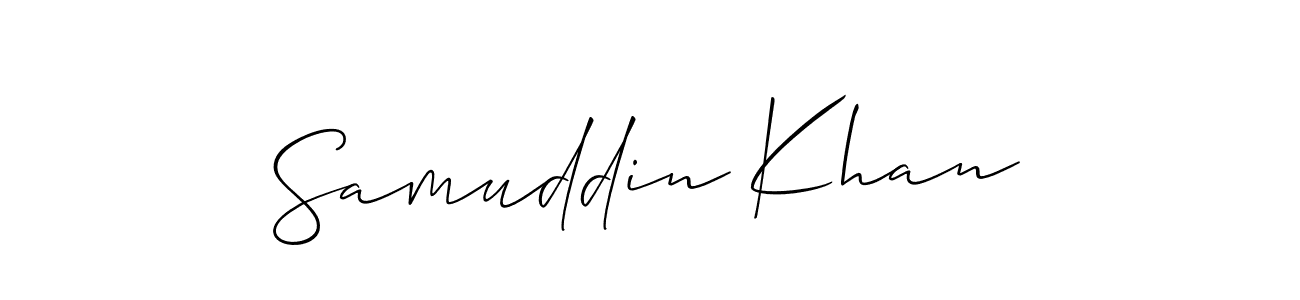 Create a beautiful signature design for name Samuddin Khan. With this signature (Allison_Script) fonts, you can make a handwritten signature for free. Samuddin Khan signature style 2 images and pictures png