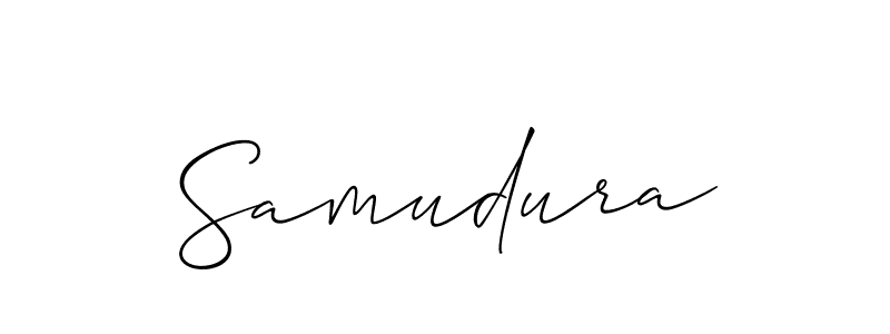 Design your own signature with our free online signature maker. With this signature software, you can create a handwritten (Allison_Script) signature for name Samudura. Samudura signature style 2 images and pictures png