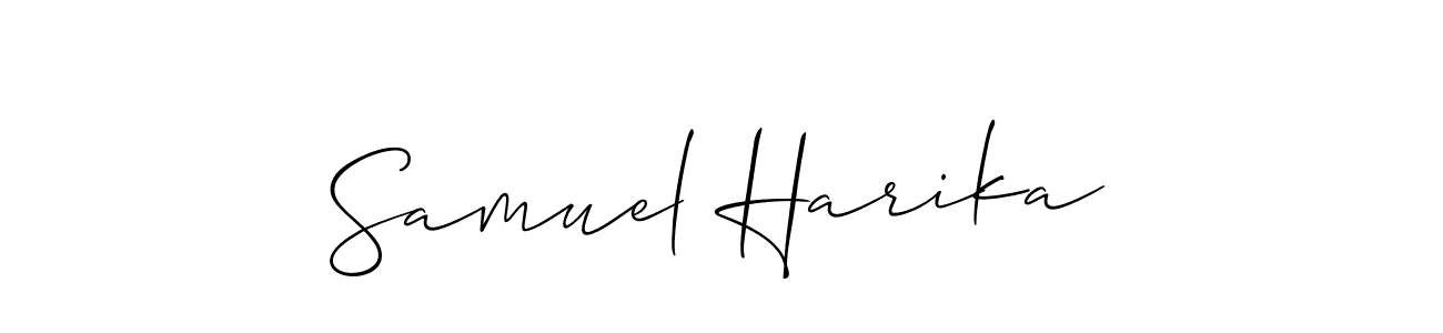 Also we have Samuel Harika name is the best signature style. Create professional handwritten signature collection using Allison_Script autograph style. Samuel Harika signature style 2 images and pictures png