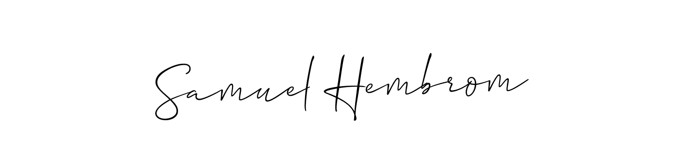 How to make Samuel Hembrom name signature. Use Allison_Script style for creating short signs online. This is the latest handwritten sign. Samuel Hembrom signature style 2 images and pictures png
