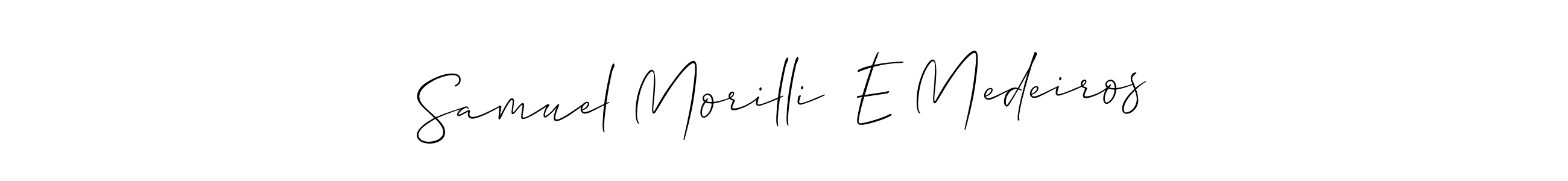 Also You can easily find your signature by using the search form. We will create Samuel Morilli  E Medeiros name handwritten signature images for you free of cost using Allison_Script sign style. Samuel Morilli  E Medeiros signature style 2 images and pictures png