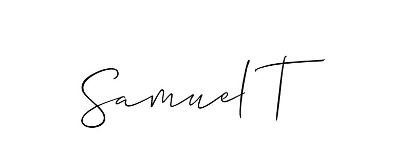 The best way (Allison_Script) to make a short signature is to pick only two or three words in your name. The name Samuel T include a total of six letters. For converting this name. Samuel T signature style 2 images and pictures png