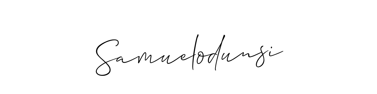 Allison_Script is a professional signature style that is perfect for those who want to add a touch of class to their signature. It is also a great choice for those who want to make their signature more unique. Get Samuelodunsi name to fancy signature for free. Samuelodunsi signature style 2 images and pictures png