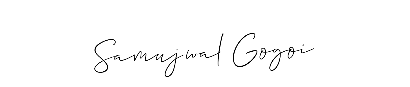 The best way (Allison_Script) to make a short signature is to pick only two or three words in your name. The name Samujwal Gogoi include a total of six letters. For converting this name. Samujwal Gogoi signature style 2 images and pictures png