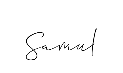 It looks lik you need a new signature style for name Samul. Design unique handwritten (Allison_Script) signature with our free signature maker in just a few clicks. Samul signature style 2 images and pictures png