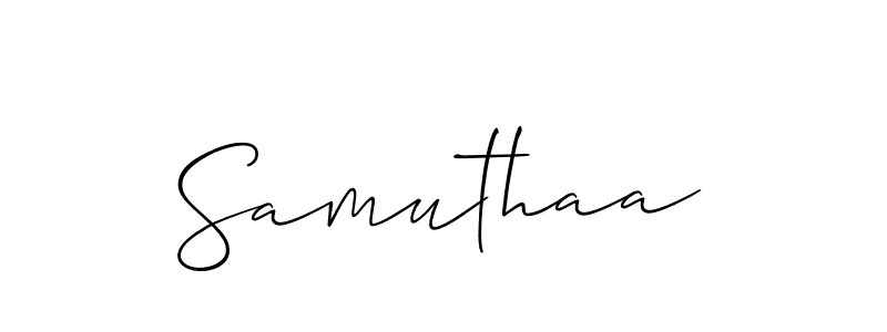 You should practise on your own different ways (Allison_Script) to write your name (Samuthaa) in signature. don't let someone else do it for you. Samuthaa signature style 2 images and pictures png