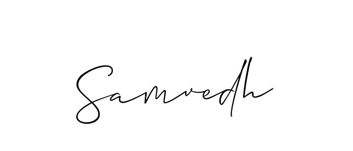 The best way (Allison_Script) to make a short signature is to pick only two or three words in your name. The name Samvedh include a total of six letters. For converting this name. Samvedh signature style 2 images and pictures png