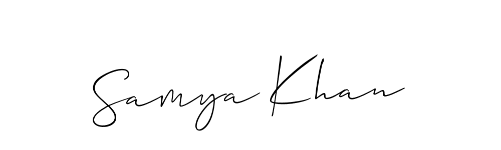 The best way (Allison_Script) to make a short signature is to pick only two or three words in your name. The name Samya Khan include a total of six letters. For converting this name. Samya Khan signature style 2 images and pictures png