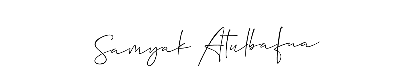 Make a beautiful signature design for name Samyak Atulbafna. With this signature (Allison_Script) style, you can create a handwritten signature for free. Samyak Atulbafna signature style 2 images and pictures png