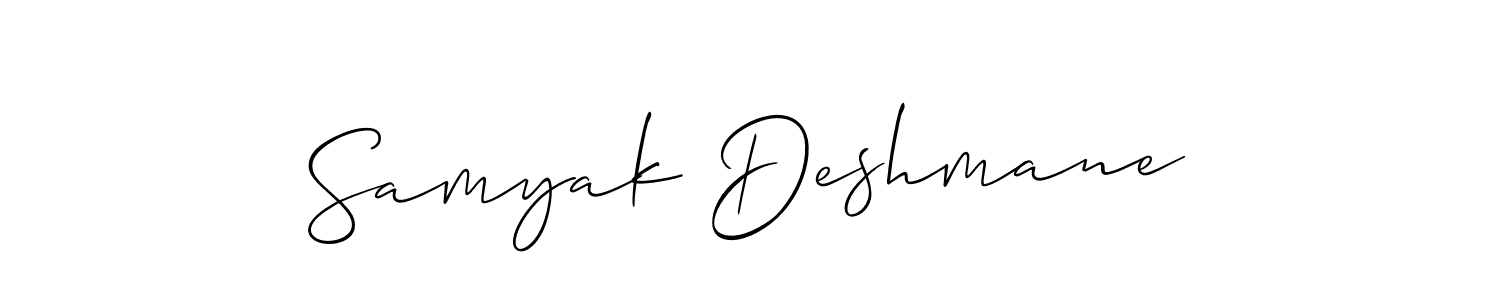 How to make Samyak Deshmane signature? Allison_Script is a professional autograph style. Create handwritten signature for Samyak Deshmane name. Samyak Deshmane signature style 2 images and pictures png