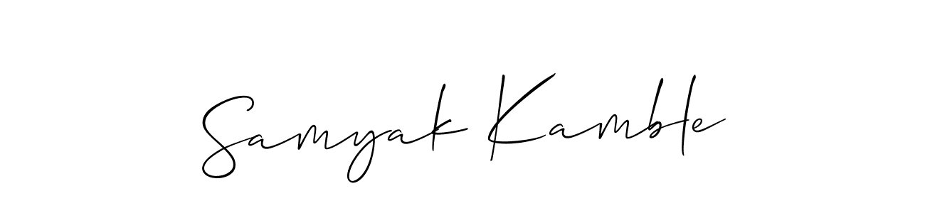 Create a beautiful signature design for name Samyak Kamble. With this signature (Allison_Script) fonts, you can make a handwritten signature for free. Samyak Kamble signature style 2 images and pictures png