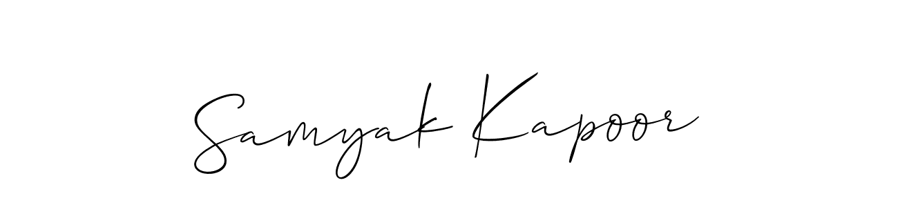 How to make Samyak Kapoor name signature. Use Allison_Script style for creating short signs online. This is the latest handwritten sign. Samyak Kapoor signature style 2 images and pictures png