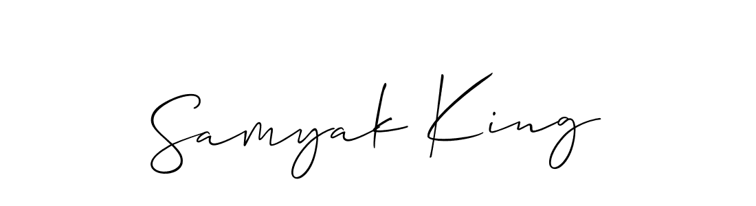 Also You can easily find your signature by using the search form. We will create Samyak King name handwritten signature images for you free of cost using Allison_Script sign style. Samyak King signature style 2 images and pictures png