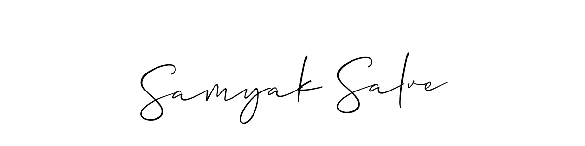 How to make Samyak Salve name signature. Use Allison_Script style for creating short signs online. This is the latest handwritten sign. Samyak Salve signature style 2 images and pictures png