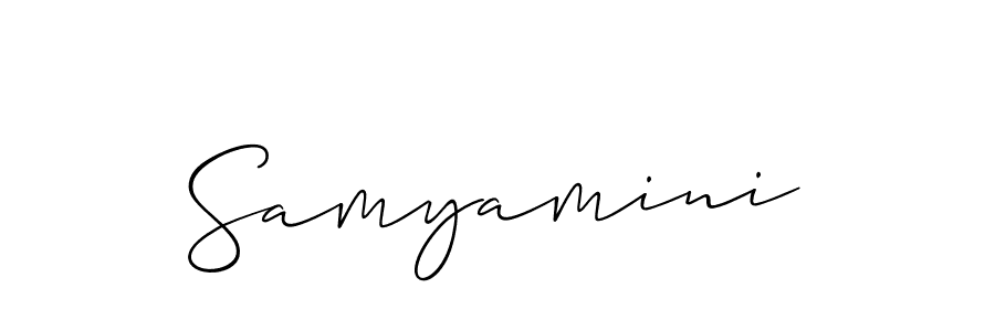 The best way (Allison_Script) to make a short signature is to pick only two or three words in your name. The name Samyamini include a total of six letters. For converting this name. Samyamini signature style 2 images and pictures png