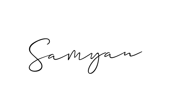 The best way (Allison_Script) to make a short signature is to pick only two or three words in your name. The name Samyan include a total of six letters. For converting this name. Samyan signature style 2 images and pictures png
