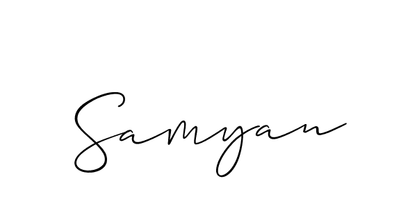 Make a beautiful signature design for name Samyan. With this signature (Allison_Script) style, you can create a handwritten signature for free. Samyan signature style 2 images and pictures png