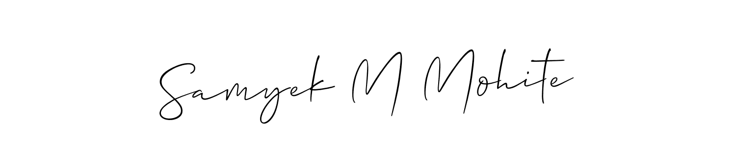 Also we have Samyek M Mohite name is the best signature style. Create professional handwritten signature collection using Allison_Script autograph style. Samyek M Mohite signature style 2 images and pictures png