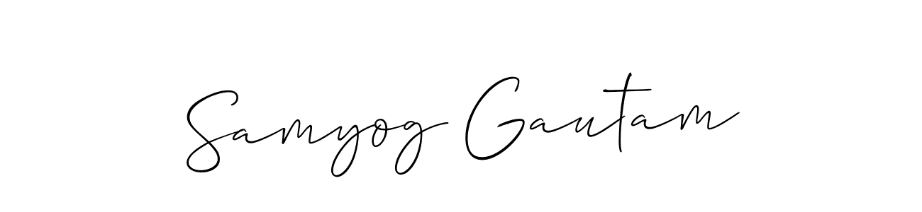 You should practise on your own different ways (Allison_Script) to write your name (Samyog Gautam) in signature. don't let someone else do it for you. Samyog Gautam signature style 2 images and pictures png